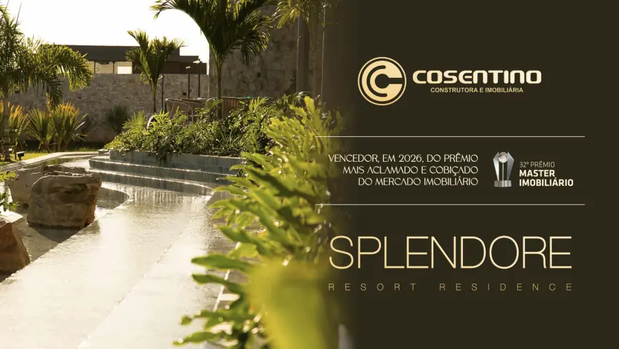 Splendore Resort Residence, vencedor em 2026 do 32º Prêmio Master Imobiliário, o prêmio mais aclamado e cobiçado do mercado imobiliário. Cosentino Construtora e Imobiliária.